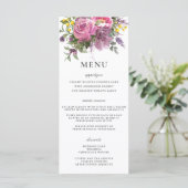 Magenta Rose violet Floral Boho Slim Mariage Menu (Debout devant)