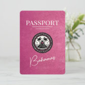 Magenta Roze Bahamas Paspoort Bewaar de datum Save The Date (Staand voorkant)
