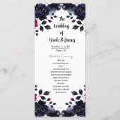 Magenta Roze & Blauwe Inky Bloemen Waterverf Progr Programma (Voorkant)