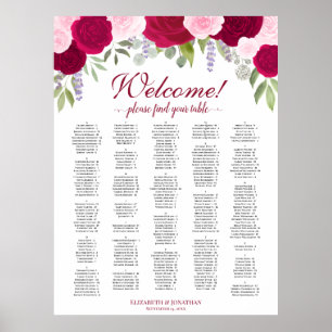 Magenta Roze Boho Rozen Alfabetische Zitting Grafi Poster