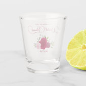 Magenta & Roze Boho Rozen Elegante Bruids Shower Shot Glas (Achterkant)
