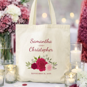 Magenta Roze Boho Rozen Namen Echtpaar Trouwen Tote Bag