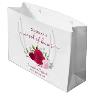 Magenta & Roze Boho Rozen Trouw Bruidsmeisje Groot Cadeauzakje