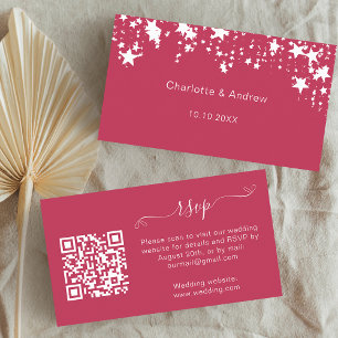 Magenta roze bruiloft reactie website QR code RSVP Informatiekaartje