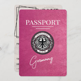 Magenta Roze Duitsland Paspoort Bewaar de datum Save The Date