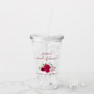 Magenta Roze Elegante Trouwgetuige Trouwfeest Acryl Drinkbeker