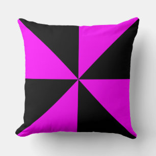 Magenta Roze en Zwarte Pinwheel Kussen