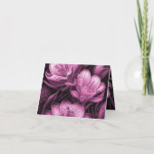 Magenta Roze Floral - Hartelijk dank Bedankkaart (Achterkant)