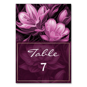 Magenta roze Floral Wedstrijding Table Number Kaart