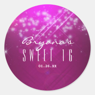 Magenta Roze Glitter Glam Club Vibe FEest Stickers