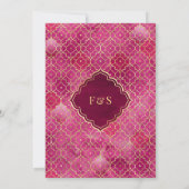 Magenta Roze Goud Marokkaanse Arch Moslim Bruiloft Kaart (Achterkant)