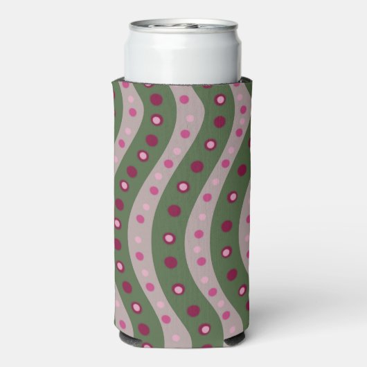 Magenta Roze Groen Springtime Polka Dot Patroon (Seltzer Achterkant)