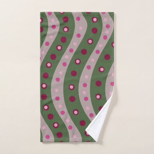 Magenta Roze Groen Springtime Polka Dot Patroon Bad Handdoek (Handdoek)