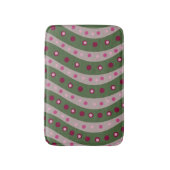 Magenta Roze Groen Springtime Polka Dot Patroon Badmat (Voorkant Verticaal)