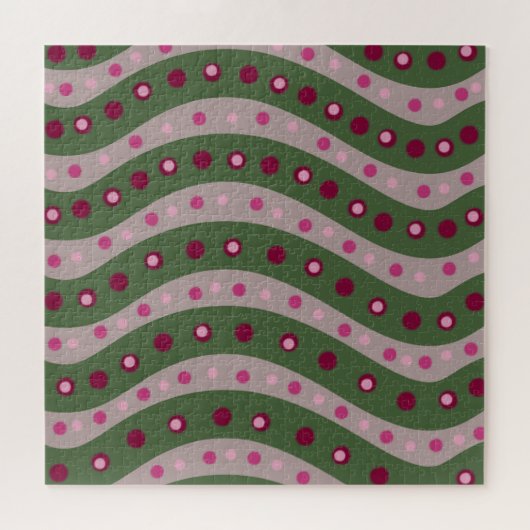 Magenta Roze Groen Springtime Polka Dot Patroon Legpuzzel (Horizontaal)