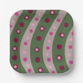 Magenta Roze Groen Springtime Polka Dot Patroon Papieren Bordje (Voorkant)