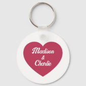 Magenta roze Heart-koppels, Valentijnsdag Sleutelhanger (Achterkant)