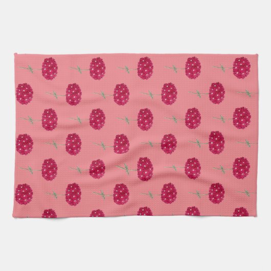 Magenta Roze Hydrangea Style Kitchen Theedoek (Horizontaal)