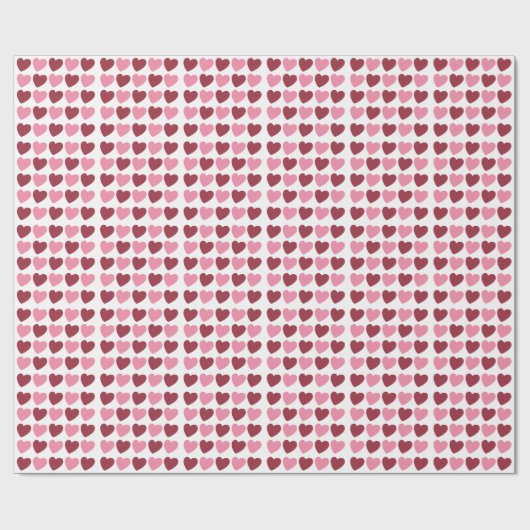 Magenta roze liefde harten patroon cadeaupapier (Vlak)