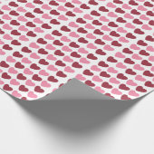 Magenta roze liefde harten patroon cadeaupapier (Hoek)