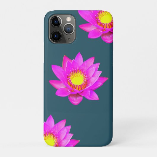 Magenta roze Lotus Flowers op Blue Case-Mate iPhone Case (Achterkant)