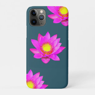 Magenta Roze Lotusbloemen op Blauw iPhone 11 Pro Hoesje