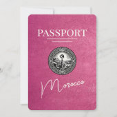 Magenta Roze Marokko Paspoort Bewaar de datum Save The Date (Voorkant)