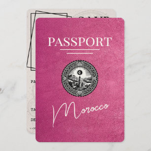 Magenta Roze Marokko Paspoort Bewaar de datum Save The Date