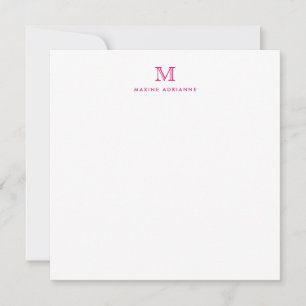 Magenta roze minimalistische monogram legant notitiekaartje
