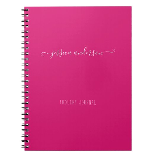 Magenta roze Moderne handschrift Calligrafie scrip Notitieboek (Voorkant)