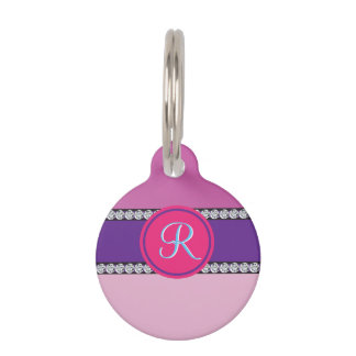 Magenta roze monogram huisdierpenning