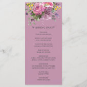 Magenta Roze Paarse Bloemen Groen Boho Bruiloft Programma (Achterkant)