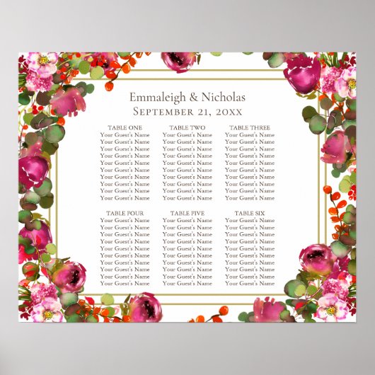 Magenta roze platte rooster poster (Voorkant)