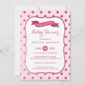 Magenta roze poka dots van het moderne Baby shower Kaart (Voorkant)