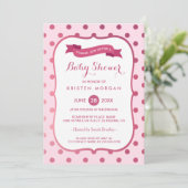 Magenta roze poka dots van het moderne Baby shower Kaart (Staand voorkant)