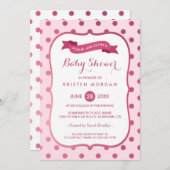 Magenta roze poka dots van het moderne Baby shower Kaart (Voorkant / Achterkant)