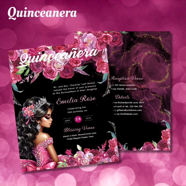 Magenta Roze Quinceanera Jurk Bloem (Creator heeft geüpload)