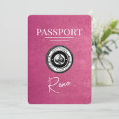 Magenta Roze Reno Paspoort Bewaar de datum Save The Date (Staand voorkant)