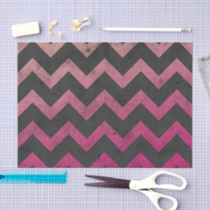 Magenta roze rode ombre donkergrijze chevron patro tissuepapier