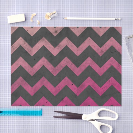 Magenta roze rode ombre donkergrijze chevron patro tissuepapier (Craft)