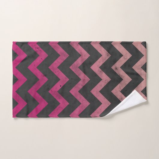 Magenta roze rood ombre donkergrijs chevron patroo bad handdoek (Handdoek)