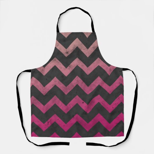 Magenta roze rood ombre donkergrijs chevron patroo schort (Voorkant)