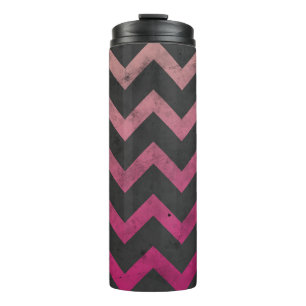 Magenta roze rood ombre donkergrijs chevron patroo thermosbeker