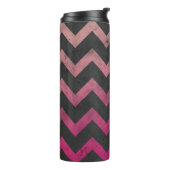Magenta roze rood ombre donkergrijs chevron patroo thermosbeker (Gedraaid links)