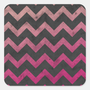 Magenta roze rood ombre donkergrijs chevron patroo vierkante sticker