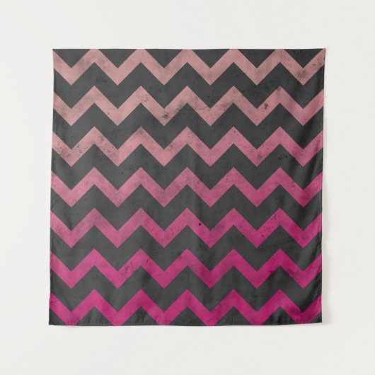 Magenta roze rood ombre donkergrijs chevron patroo wandkleed (Voorkant)