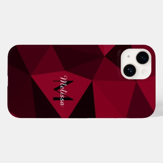 Magenta roze rood zwart geometriepatroon Monogram Case-Mate iPhone Case (Achterkant (horizontaal))