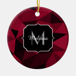 Magenta roze rood zwart geometriepatroon Monogram Keramisch Ornament