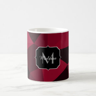 Magenta roze rood zwart geometriepatroon Monogram Koffiemok