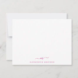 Magenta Roze Script Monogram Schattigee Swash Stat Notitiekaartje